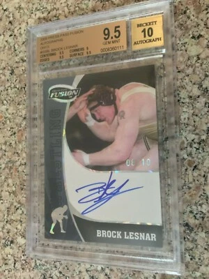 2009 Press Pass Fusion Wrestling Auto BROCK LESNAR 08/10 - BGS 9.5 UFC WWE POP 2 - Image 1 of 2
