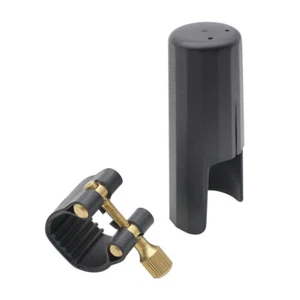 Plastic Cap & Leather Ligature Fastener for Tenor Sax Bakelite Mouthpiece N0F3 - Picture 1 of 12