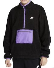 Nike Club Fleece Anorak 1/2 Zip Pullover Jacket Black Purple Men's L DQ4880-010
