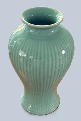 Jarrón chino vintage esmalte Celadon craquelado Foto 1 de 4