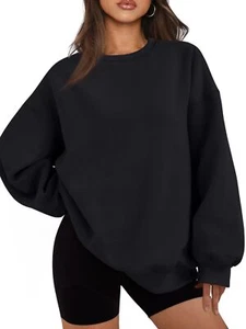 Womens Oversized Sweatshirts Hoodies Fleece Crewneck Sweaters Casual Tops Com... - Picture 1 of 5