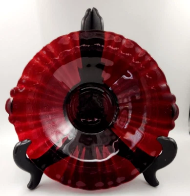 Anchor Hocking Old Cafe Round Tray Ruby Red 8" - Image 1 of 3