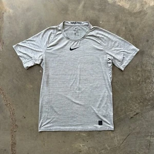 Nike Pro Dri-Fit Fitted T Shirt Men's Large Gray Heather Shirt Stretch Tee - Picture 1 of 7
