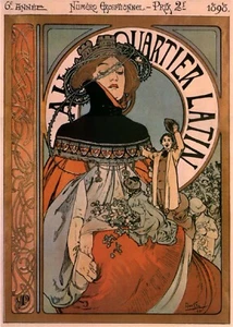 Ein Quartier Latein 1898 von Alphonse Mucha Giclée Kunstdruck Repro auf Leinwand - Bild 1 von 1