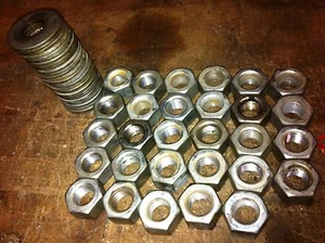 (29) 7/8" -9 NC Hex Nuts Threaded Coarse Thread with washers - Bild 1 von 1