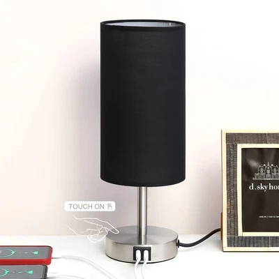 Bedside Lamp with USB Port - Touch Control Table Lamp for Bedroom Wood 3 Way ... - Image 1 of 4