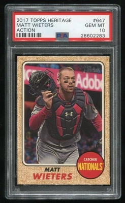 2017 Topps Heritage Action Variation SP Matt Wieters #647 PSA 10 (28602283) - Image 1 of 2