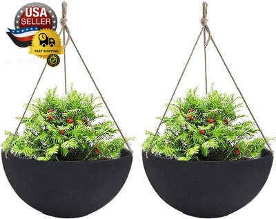 Macetas colgantes para plantas de exterior, maceta colgante grande con orificios de drenaje, Bla Foto 1 de 4