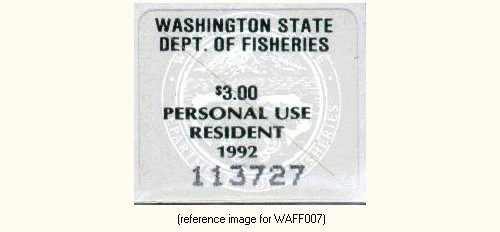 HALFPRICEFISH Washington Food Fish Stamp 1992 $3.00 - Image 1 of 1
