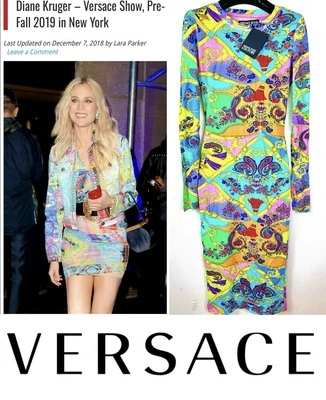 Nuevo Vestido Vaina 2019 Versace Jeans Diane Rosa Azul Estampado 36 38 40 0 2 4 XS S Foto 1 de 4