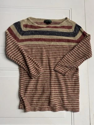 Suéter Vintage Ralph Lauren LRL Jean Co Mezcla de Lino Rayas Rojo Tostado Para Mujer PM Foto 1 de 4