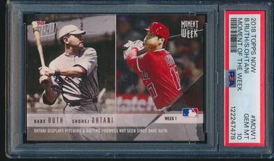PSA 10 SHOHEI OHTANI/BABE RUTH 2018 Topps Update Moment of the Week RC GEM MINT - Image 1 of 2