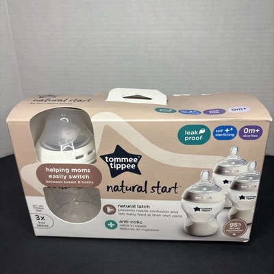 BRAND NEW IN BOX “Tommee Tippee” Closer to Nature Baby Bottles 0m+ (3 count) - Image 1 of 4