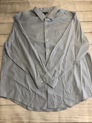 Camisa George Para Hombres 3XL Azul Micro Cuadros Abotonada Manga Larga Algodón Informal Foto 1 de 4