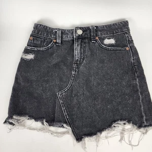 BDG Urban Outfitters Black Distressed Denim Mini Skirt Frayed Hem Size XS X Smal - Picture 1 of 13