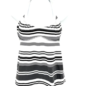 Lululemon Scoop Me Up Black White Stripe Tank II Tank Top w/Bra Cups Size 8 - Picture 1 of 10