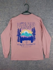 Simply Southern Shirt Pink Better Days Ahead Mountain Medium Longsleeve 19.5x26 - Picture 1 of 18