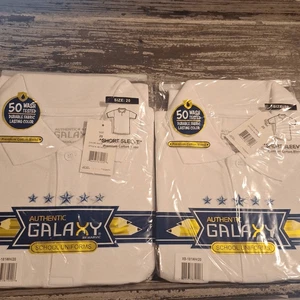 Galaxy School Uniform White Short Sleeve Polo Shirt Sz 20 NEW (2 Pack) - Picture 1 of 2