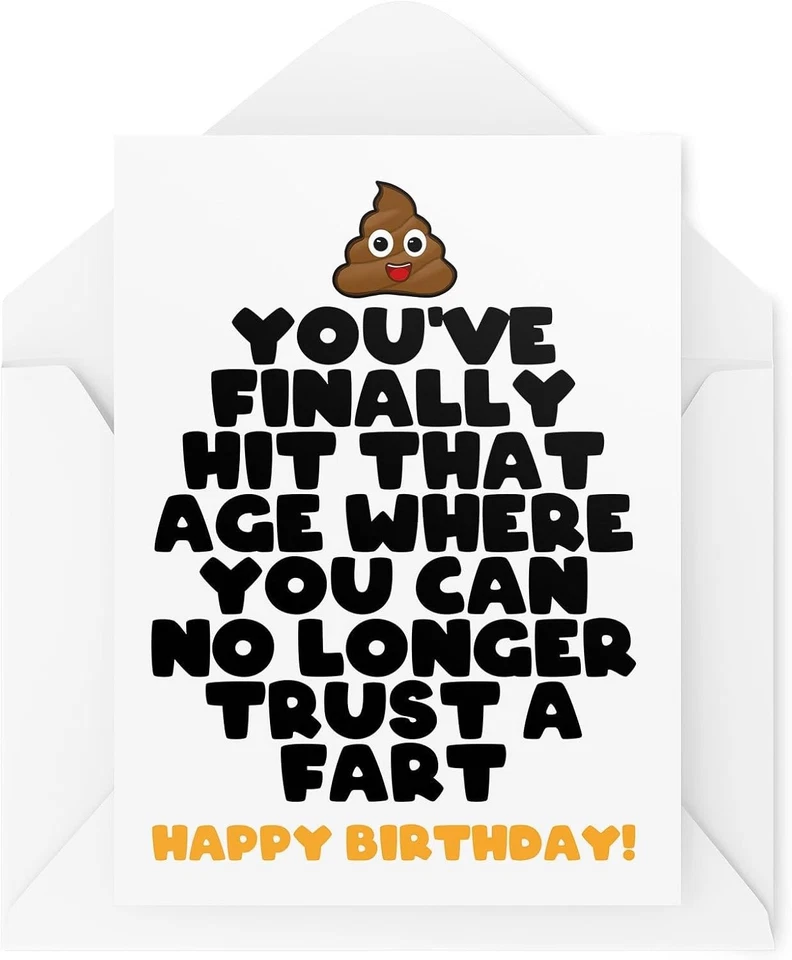 TONGUE IN PEACH Cheeky Birthday Card For All. Hit That Age Where You Can No Longer Trust A Fart