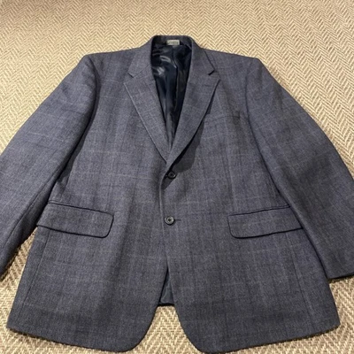 Jos A Bank Blazer 46R Plaid Wool Gray Blue Classic - Image 1 of 4