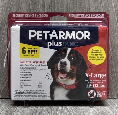 PetArmor Plus Pulgas Garrapata Tópica Extra X Perros Grandes 89-132 libras Suministro para 6 Meses Foto 1 de 2