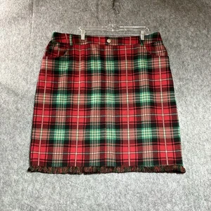 Cato Skirt Womens Plus 2X Red Plaid Pockets Fringe Hem Preppy Teacher Christmas - Picture 1 of 11