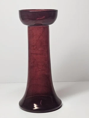 Antique Hand Blown Ruby Flashed Glass Hyacinth Bulb Vase With Pontil Mark 7 1/2" - Image 1 of 4