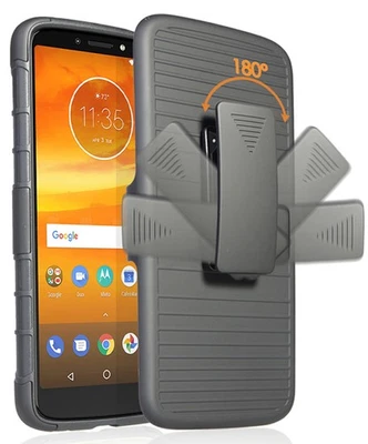 Black Magnet Grip Case + Belt Clip Holster Stand for Motorola Moto E5 Plus/Supra - Image 1 of 4