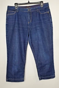 Dana Buchman Womens Signature Dark Wash Blue Jean Denim Capri Jeans SZ 14 Casual - Picture 1 of 15
