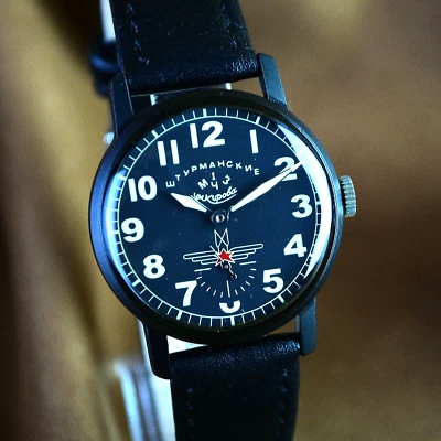 Reloj Soviético Pobeda Sturmanskie Reloj Vintage Yuri Gagarin Esfera Negra Reparado Foto 1 de 4