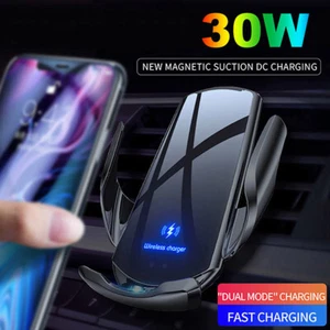 30W Automatic Clamping Wireless Charger Car Bracket For iPhone 16 15 14 13 12 XS - Picture 1 of 24