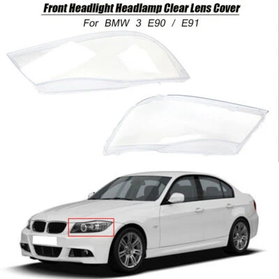Par de cubiertas de lente de plástico transparente para faros delanteros para BMW 3 E90 / E91 xenón Foto 1 de 4