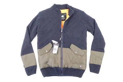 AMERICAN STITCH ТЕМНО-СИНИЙ ЗЕЛЕНЫЙ МАЛЕНЬКИЙ ВЯЗАНЫЙ BOMBER КУРТКА МУЖСКАЯ НОВЫЙ С ЯРЛЫКАМИ НОВЫЙ - Изображение 1 из 4