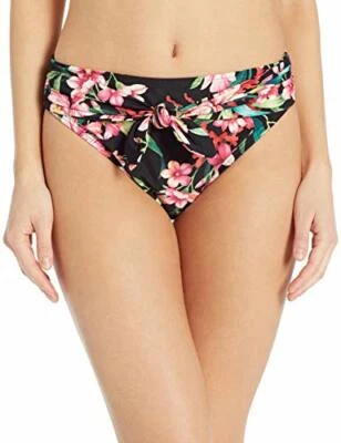 MSRP $69 Carmen Marc Valvo Bikini Bottom Front tie Garden Party Black Size S - Image 1 of 3