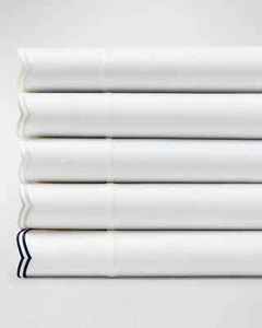 Ralph Lauren Home Malin Scallop Flat Sheet Silver King/ Queen 230623 - Picture 1 of 3