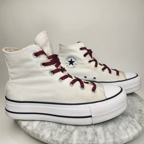 Scarpe casual da donna Converse Chuck Taylor Platform Hi bianche rosse taglia 7 560846F