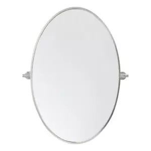 Elegant Decor Everly 21x32" Oval Aluminum Pivot Mirror in Silver - Picture 1 of 8