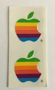 Two (2) Vintage Mid 1990s Apple Rainbow Logo Stickers NEW - Picture 1 of 2