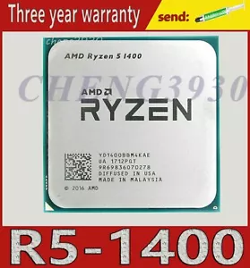 AMD Ryzen 5 1400 3.2GHz 4-core 8-thread socket AM4 R5-1400 CPU processor - Picture 1 of 1