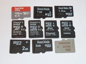 10 x MIXED MULTIMEDIA CARDS MICRO SD DIGITAL CAMERA 128GB 64GB 16GB 8GB 2GB 1GB - Zdjęcie 1 z 1