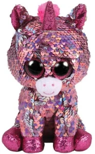 TY Beanie Boos Flippables Pink Unicorn Plush 9 Inch Medium Size NWT Sparkle - Picture 1 of 4