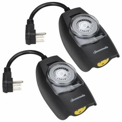 DEWENWILS 2 Pack Outdoor 24-Hour Light Timer Plug in Mechanical Timer Outlets