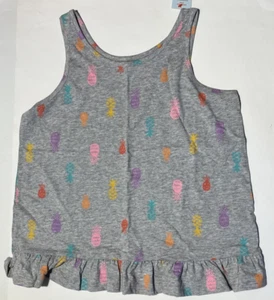 Cat & Jack Girls Gray Pineapple Cotton Tiered-Hem Tank Top -Size XXL(18) NEW - Picture 1 of 2