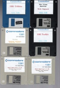 Commodore 64-128 - Sechs 3.5 Disketten mit verschiedenen Programmen - & sechs Leerdiscs - Bild 1 von 2