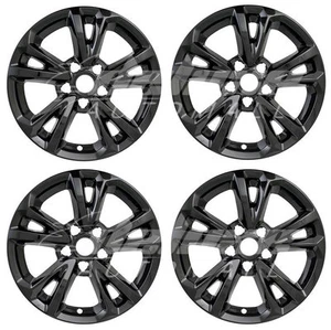 (SET OF 4) 17" Gloss Black Wheel Skins / Hubcaps FITS 2016 2017 Chevy Equinox LT - Picture 1 of 2