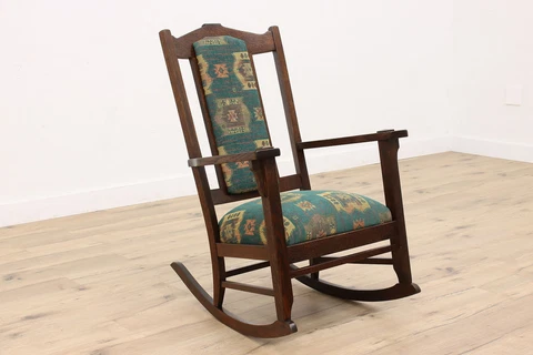 Arts & Crafts Mission Oak Antique Rocker Craftsman Rocking Chair #43054 Cover