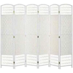 6-Panel Room Divider - 5.6 ft. Tall Folding Privacy Screen, Wave Fiber Freestand - Picture 1 of 7