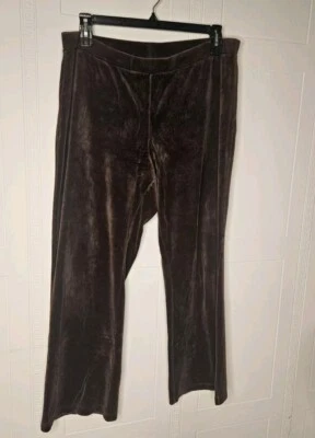 Charter Club Woman Plus Cotton Blend Brown Pants Velvet Wide Leg Pull On 0X - Image 1 of 4