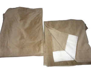 IKEA SANELA TAN/NEUTRAL MODERN VELVET (2) DRAPERY PANELS 55X104 & 105 - Picture 1 of 7
