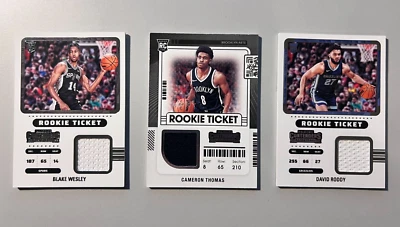 Contenders Rookie PATCH SET : Cameron Thomas, Blake Wesley, David Roddy - Image 1 of 2